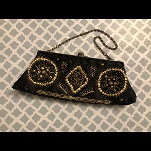 Black & Gold Beaded Vintage Evening Bag